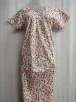 Traditional Cotton Nighty, 55 Inches Length - White + Orange flowers - Image 4