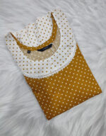 Short And Trendy Cotton Nighty - Yellow + White - Image 3