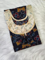 Churidar Model Ajrakh Cotton Nighty With Buttons, 55 Inches - Blue - Image 3