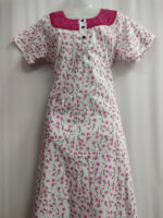 Churidar Model Cotton Nighty With Buttons, Hacoba Yoke, 55 Inches - White - Image 4