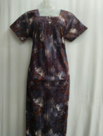Front Open Cotton Nighty With Buttons, 55 Inches - Brown + Ash - Image 4