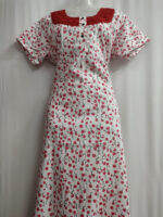 Churidar Model Cotton Nighty With Buttons, Hacoba Yoke, 55 Inches - White - Image 4