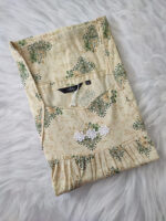 Traditional Cotton Nighty, 57 Inches Length - Cream + Green - Image 3