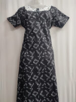 Churidar Model Cotton Nighty With Buttons, 55 Inches - Black - Image 4