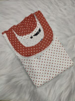 Short And Trendy Cotton Nighty - White + Orange - Image 3