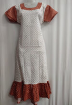 Short And Trendy Cotton Nighty - White + Orange - Image 4