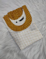 Short And Trendy Cotton Nighty - White + Yellow - Image 3