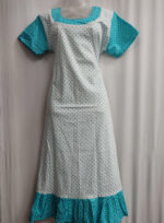 Short And Trendy Cotton Nighty - White + Blue - Image 4