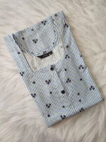 Comfortable Full Open Cotton Nighty, 55 Inches Long - Blue - Image 3