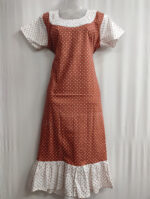 Short And Trendy Cotton Nighty - Orange + White - Image 4