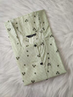 Comfortable Full Open Cotton Nighty, 55 Inches Long - Pista Green - Image 3