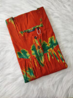 Front Open Chungidi Cotton Nighty With Buttons, 55 Inches - Orange - Image 3