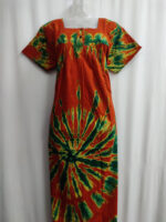 Front Open Chungidi Cotton Nighty With Buttons, 55 Inches - Orange - Image 4