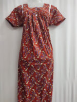 Front Open Cotton Nighty With Buttons, 55 Inches - Image 4