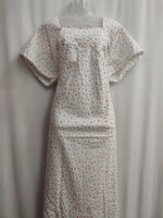Traditional Cotton Nighty, 57 Inches Length - White + Orange - Image 4
