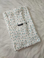 Traditional Cotton Nighty, 57 Inches Length - White + Green - Image 3