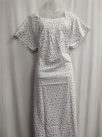 Traditional Cotton Nighty, 57 Inches Length - White + Violet - Image 4
