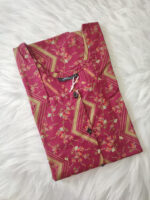 Comfortable Full Open Cotton Nighty, 55 Inches Long - Magenta - Image 3