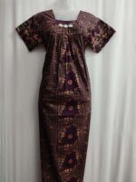 Traditional Cotton Nighty, 55 Inches Length - Dark Brown - Image 4
