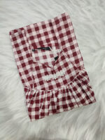 Traditional Cotton Nighty, 55 Inches Length - Maroon + White - Image 3