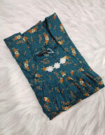 Traditional Cotton Nighty, 55 Inches Length - Blue - Image 3