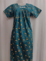 Traditional Cotton Nighty, 55 Inches Length - Blue - Image 4