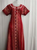 Churidar Model Cotton Nighty With Buttons, 55 Inches Length- Red - Image 4
