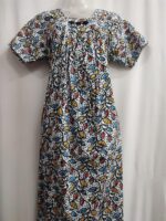 Traditional Cotton Nighty, 55 Inches Length - White + Black Designs - Image 4