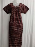 Traditional Cotton Nighty, 55 Inches Length - Ajrak Maroon - Image 4
