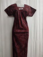 Traditional Cotton Nighty, 55 Inches Length - Maroon - Image 4