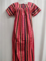 Front Open Cotton Nighty With Buttons, 55 Inches - Peach - Image 4