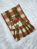 Traditional Cotton Nighty, 55 Inches Length - Yellow + Green - Image 3