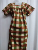 Traditional Cotton Nighty, 55 Inches Length - Yellow + Green - Image 4
