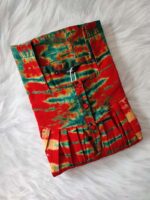 Front Open Cotton Nighty With Buttons, 55 Inches - Red - Image 4