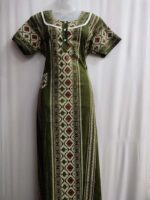 Churidar Model Cotton Nighty With Buttons, 57 Inches Length- Green - Image 4