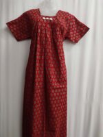 Traditional Cotton Nighty, 55 Inches Length - Ajrak Red - Image 4