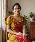 Churidar Model Cotton Nighty With Buttons, 55 Inches Length- Yellow + Red