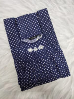 Traditional Cotton Nighty, 55 Inches Length - Blue - Image 3