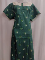 Churidar Model Cotton Nighty With Buttons, Hacoba Yoke, 57 Inches - Green - Image 4