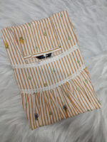 Traditional Cotton Nighty, Round Neck, 55 Inches Length - Yellow + White - Image 3