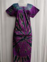 Front Open Cotton Nighty With Buttons, 55 Inches - Dark Violet - Image 4