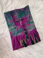 Front Open Cotton Nighty With Buttons, 55 Inches - Dark Violet - Image 3