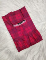 Front Open Cotton Nighty With Zip, 55 Inches - Magenta - Image 3