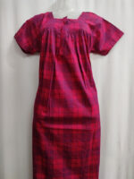 Front Open Cotton Nighty With Zip, 55 Inches - Magenta - Image 4