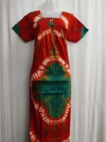 Front Open Cotton Nighty With Buttons, 55 Inches - Orange - Image 4
