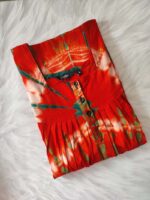 Front Open Cotton Nighty With Buttons, 55 Inches - Orange - Image 3