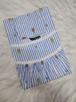 Traditional Cotton Nighty, Round Neck, 55 Inches Length - Blue + White - Image 3