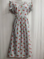Short And Trendy Cotton Nighty - White + Red - Image 4