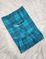 Front Open Cotton Nighty With Zip, 55 Inches - Blue - Image 3