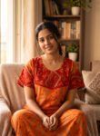 Short And Trendy Cotton Nighty - Red + Yellow